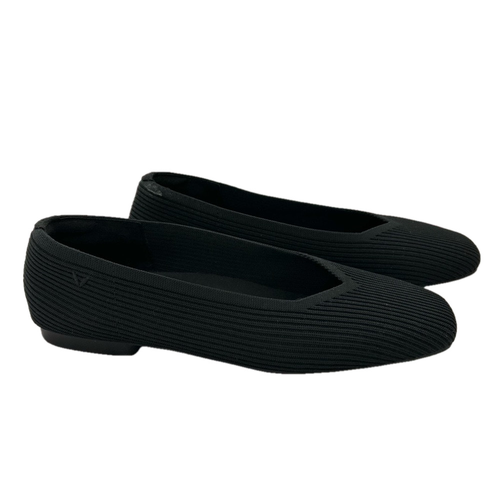 Vivaia Margot Square Toe V-Cut Knit Flats Black Size EU 38 US 7-7.5 Washable